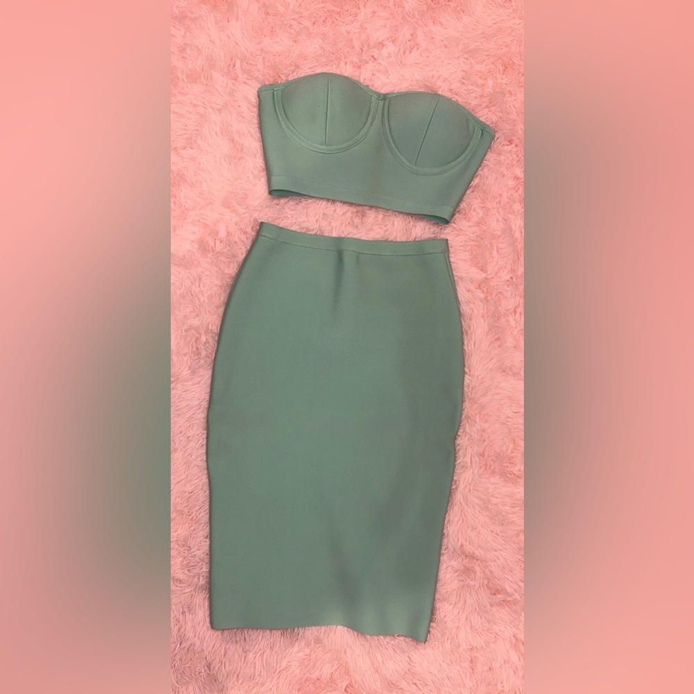 Hot Miami styles teal pencil skirt bandage set